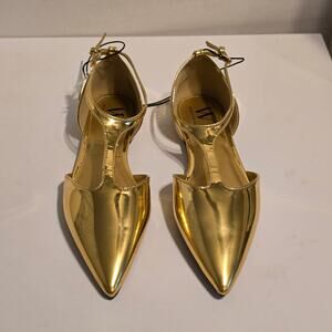 Worthington Kendie Gold Pointed Toe Flats Size 7 NWT
